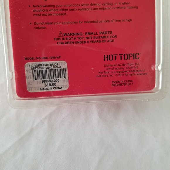 HOT TOPIC Fun Hamburger Ear Buds with Storage Case in it s Original Package RARE - Picture 9 of 10